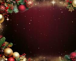 AI Generated Christmas Background with Baubles and copy space photo