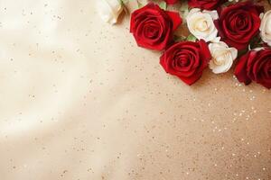 AI Generated Luxury Roses Background with Copy Space photo