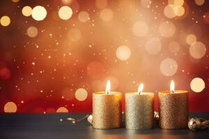 AI Generated Christmas candle background with copy space photo