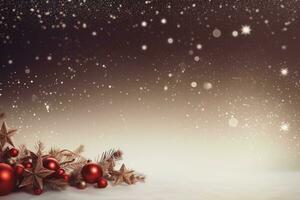 AI Generated Christmas Background with Baubles and copy space photo