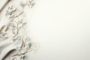 AI Generated flowers on white with copy space photo