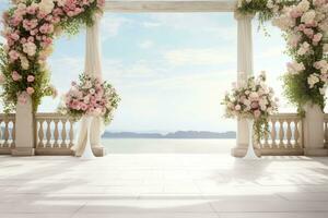 AI Generated Wedding arch with flowers photo