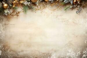 AI Generated Winter Christmas background with copy space photo