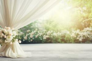 ai generado Boda arco con flores foto