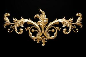 AI Generated luxury golden ornaments on black photo