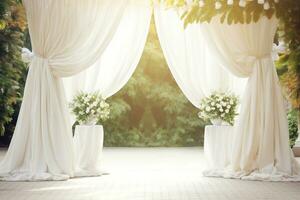 ai generado Boda arco con flores foto