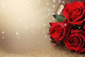 AI Generated Luxury Roses Background with Copy Space photo