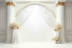 AI Generated wedding arch in white photo