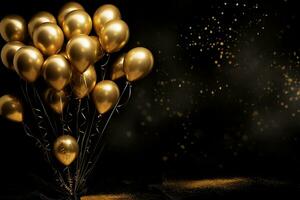 AI Generated Celebration background with golden balloons photo