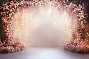 AI Generated Wedding Arch with Flowers photo
