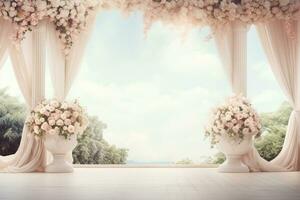 AI Generated Wedding arch with flowers photo