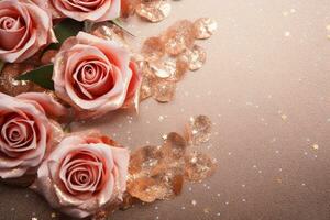 AI Generated Luxury Roses Background with Copy Space photo