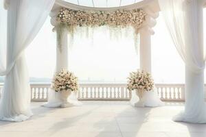 AI Generated Wedding arch with flowers photo