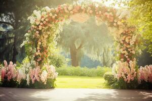 Ai Generated Garden Arch with Flowers photo