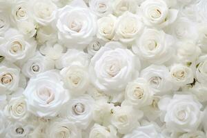 AI Generated White roses background photo