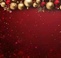 AI Generated Christmas Background with Baubles and copy space photo