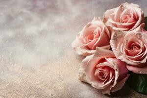 AI Generated Luxury Roses Background with Copy Space photo