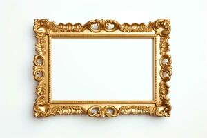 AI Generated Golden Frame Design with copy space photo