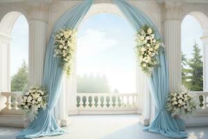 AI Generated Wedding Arch with Flowers photo