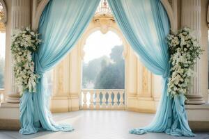 AI Generated Wedding Arch with Flowers photo