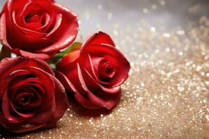AI Generated Luxury Roses Background with Copy Space photo