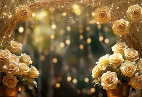 AI Generated Golden Flower Arch with Copy Space photo
