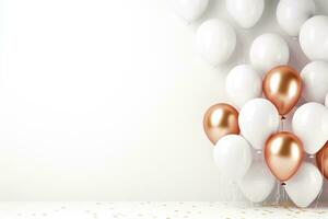 AI Generated white celebration background with balloons photo