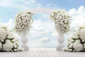 AI Generated Wedding arch with flowers photo