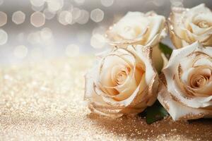 AI Generated Luxury Roses Background with Copy Space photo