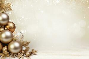 AI Generated Christmas Background with Baubles and copy space photo