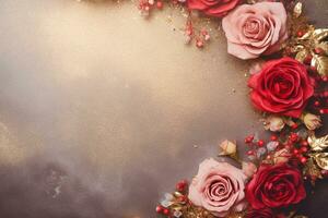 AI Generated Luxury Roses Background with Copy Space photo