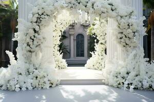 AI Generated Wedding arch with flowers photo