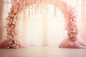 AI Generated Wedding Arch with Flowers photo