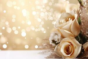 AI Generated Luxury Roses Background with Copy Space photo