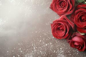 AI Generated Luxury Roses Background with Copy Space photo