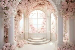 AI Generated Wedding arch with flowers photo