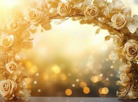 AI Generated Golden Flower Arch with Copy Space photo