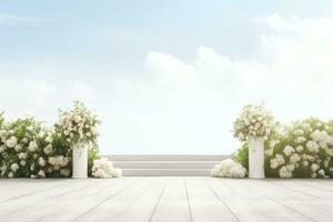 ai generado Boda arco con flores foto