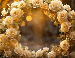 AI Generated Golden Flower Arch with Copy Space photo