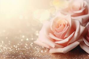 AI Generated Luxury Roses Background with Copy Space photo