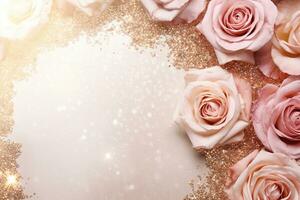 AI Generated Luxury Roses Background with Copy Space photo