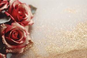 AI Generated Luxury Roses Background with Copy Space photo
