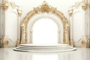 AI Generated wedding arch in white photo
