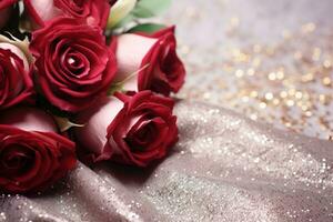 AI Generated Luxury Roses Background with Copy Space photo