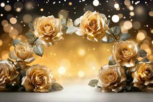 AI Generated Golden Flower Arch with Copy Space photo