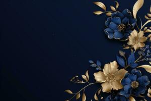 AI Generated flowers on dark background with copy space photo