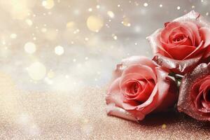 AI Generated Luxury Roses Background with Copy Space photo