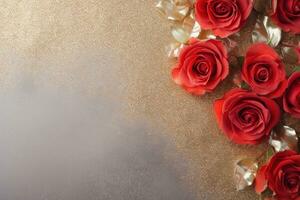 AI Generated Luxury Roses Background with Copy Space photo