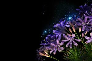 AI Generated flowers on dark background with copy space photo