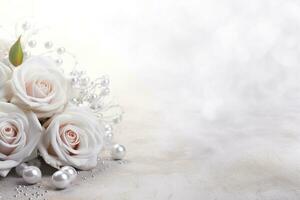 AI Generated Flowers on white with copy space photo